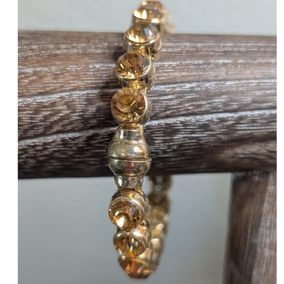 Topaz Crystal Gold Tone Magnetic Close Bangle Bracelet - Picture 3 of 8
